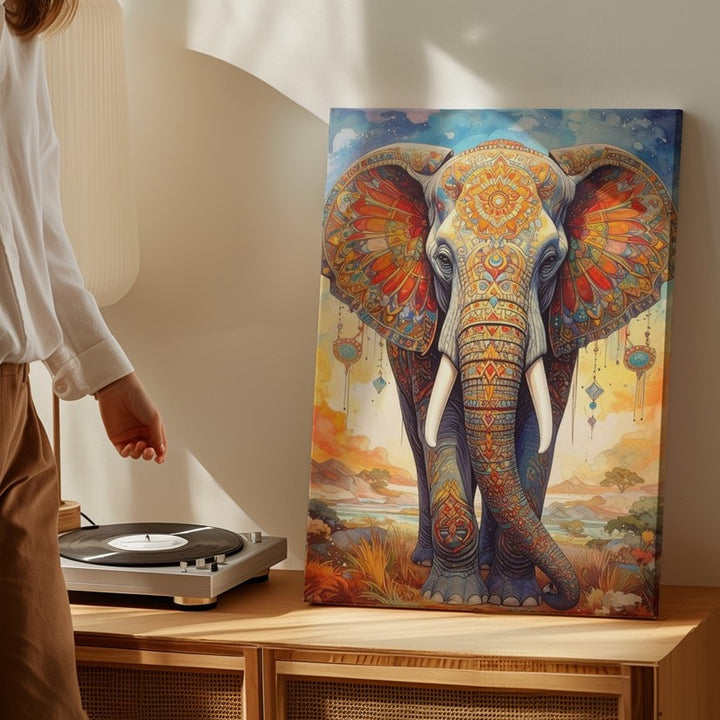 Mystical Mandala Elephant Canvas – Spiritual Digital Art with Sacred Patterns - Gifitto