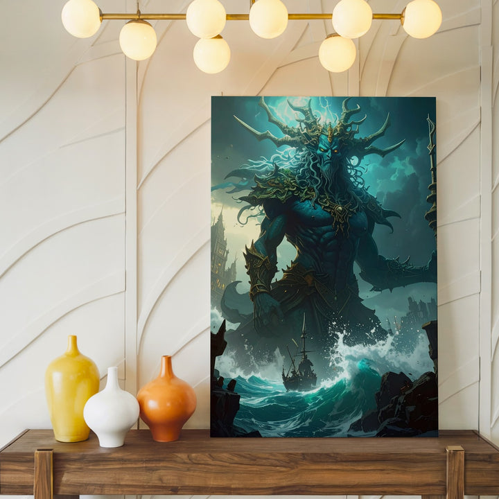 Titan of the Deep Canvas – Dark Fantasy Sea God Wall Art - Gifitto