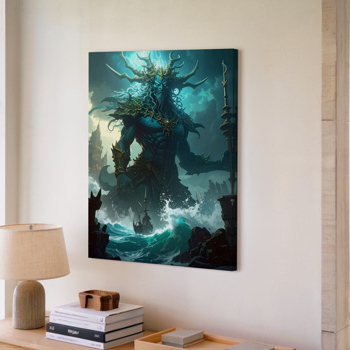 Titan of the Deep Canvas – Dark Fantasy Sea God Wall Art - Gifitto