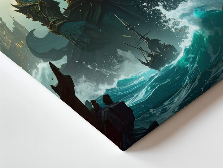 Titan of the Deep Canvas – Dark Fantasy Sea God Wall Art - Gifitto