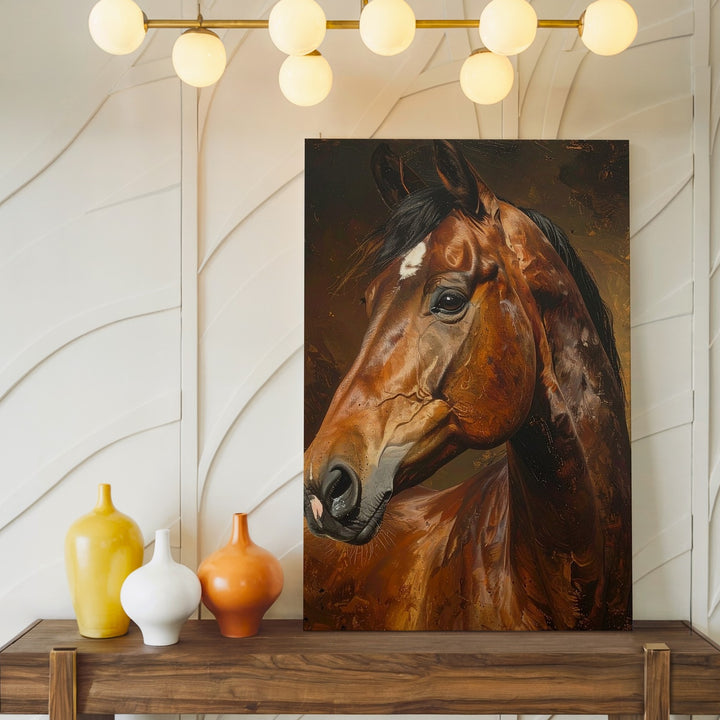Fiery Spirit Horse Canvas – Bold Chestnut Stallion Wall Art - Gifitto