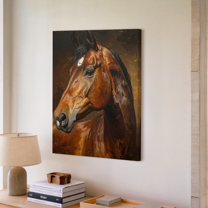 Fiery Spirit Horse Canvas – Bold Chestnut Stallion Wall Art - Gifitto