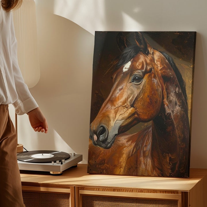 Fiery Spirit Horse Canvas – Bold Chestnut Stallion Wall Art - Gifitto