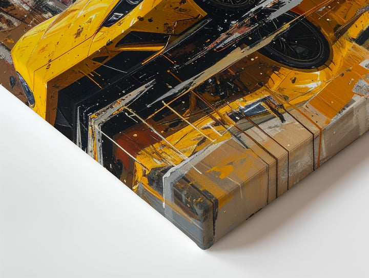 Yellow Lamborghini Huracán Canvas – Grungy Urban Expressionist Car Art - Gifitto