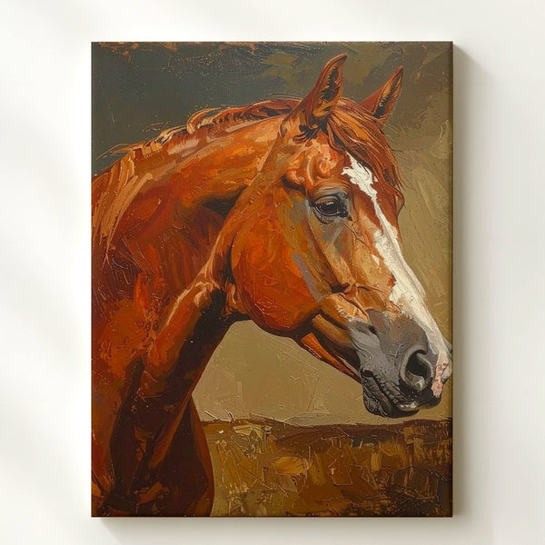 Serene Blaze Horse Canvas – Introspective Equine Portrait Wall Art - Gifitto