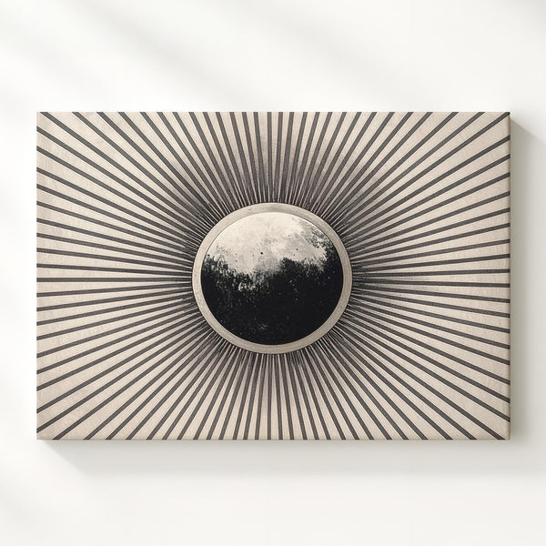 Abstract Sunburst Canvas – Geometric Solar Eclipse Wall Art - Gifitto