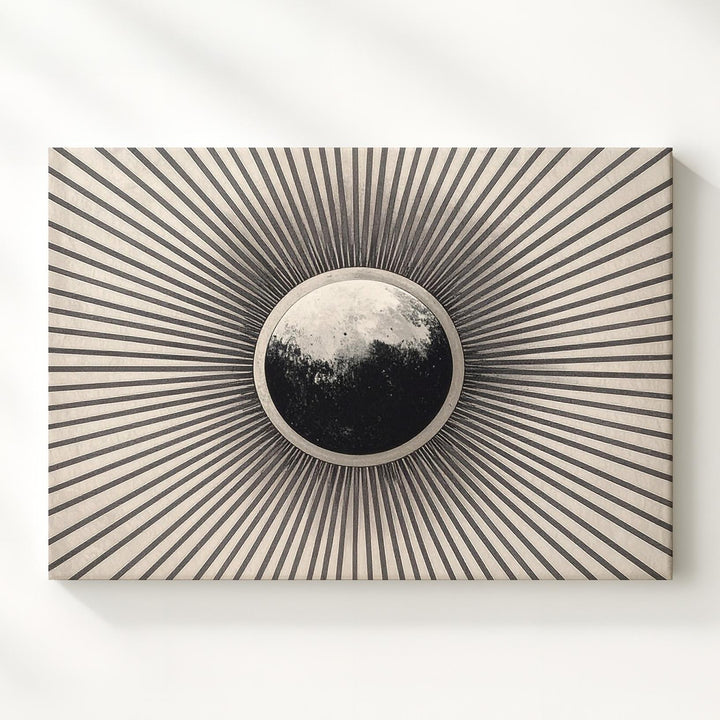 Abstract Sunburst Canvas – Geometric Solar Eclipse Wall Art - Gifitto