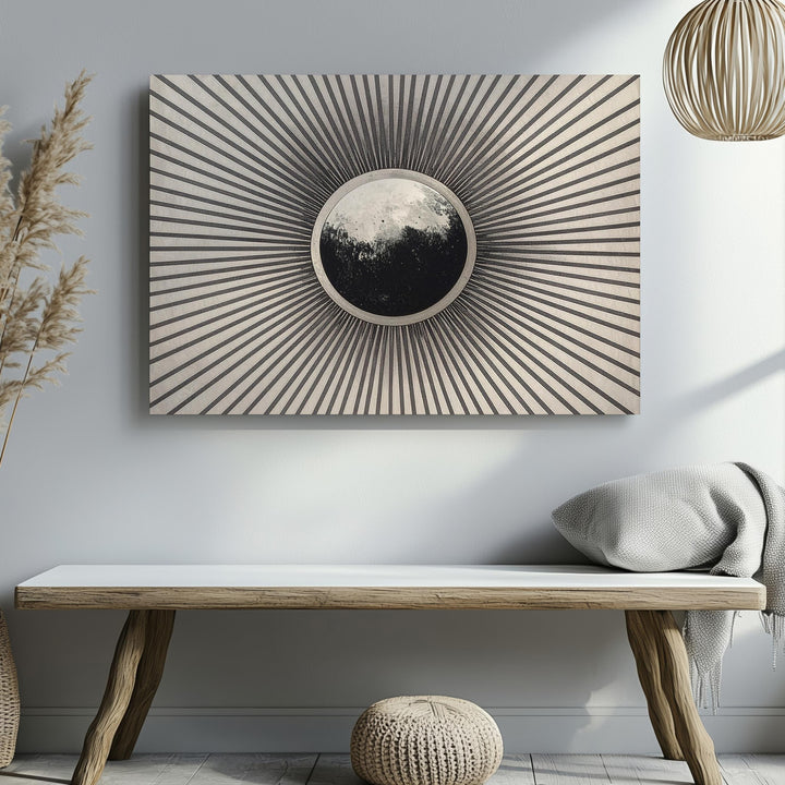 Abstract Sunburst Canvas – Geometric Solar Eclipse Wall Art - Gifitto