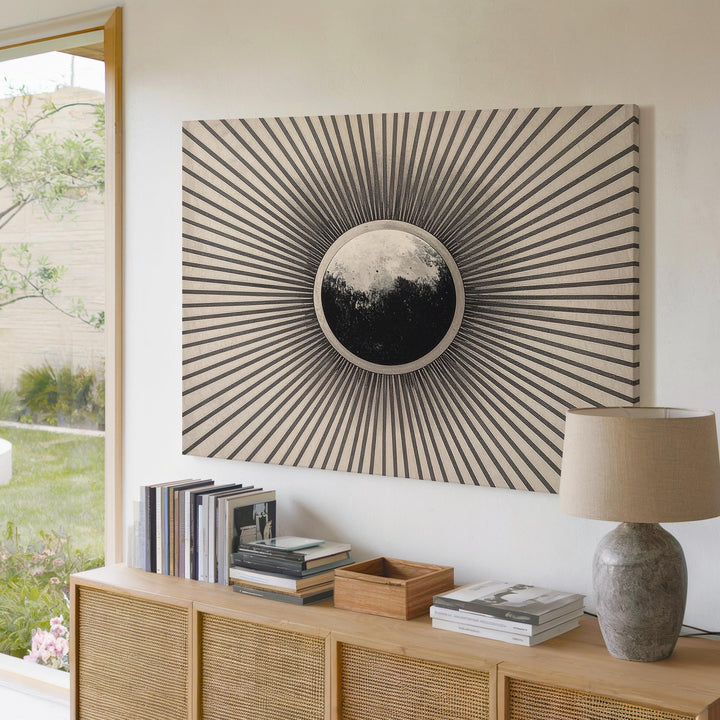 Abstract Sunburst Canvas – Geometric Solar Eclipse Wall Art - Gifitto
