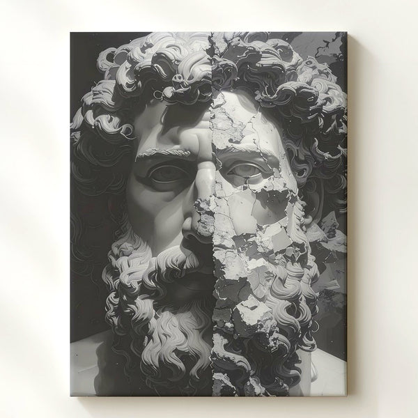 Duality Marble Sculpture Canvas – Classical Beauty Meets Modern Decay - Gifitto
