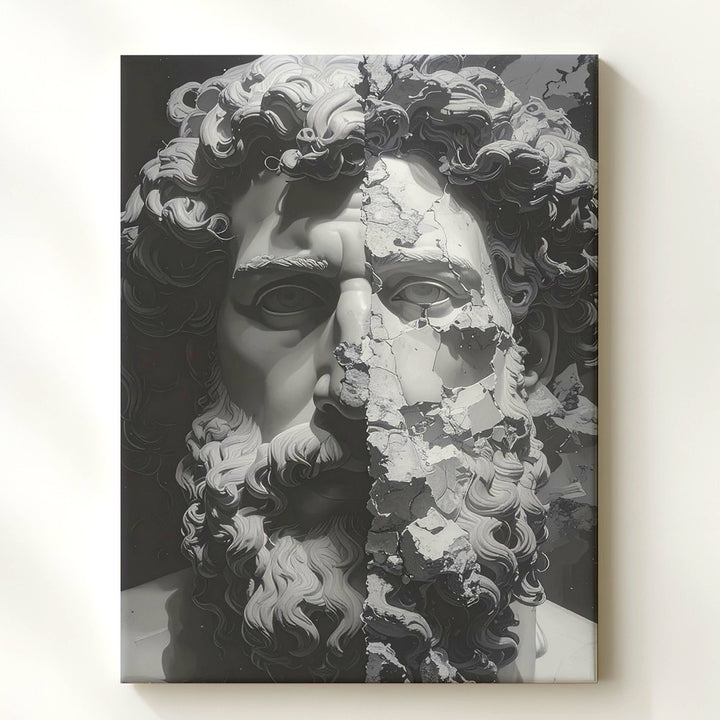 Duality Marble Sculpture Canvas – Classical Beauty Meets Modern Decay - Gifitto