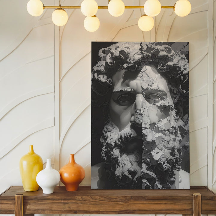 Duality Marble Sculpture Canvas – Classical Beauty Meets Modern Decay - Gifitto