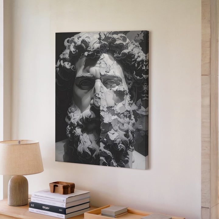 Duality Marble Sculpture Canvas – Classical Beauty Meets Modern Decay - Gifitto