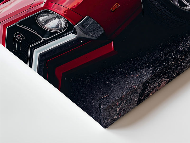 Red Ford Mustang Storm Canvas – Dramatic Sunset Muscle Car Wall Art - Gifitto