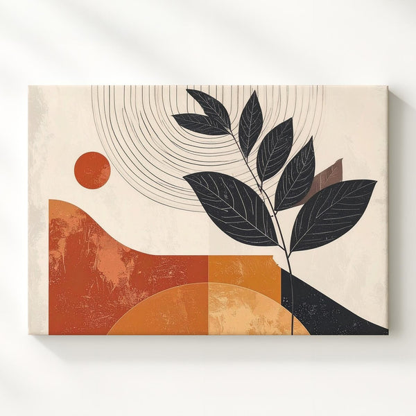 Abstract Sun & Moon Canvas – Modern Botanical & Geometric Wall Art - Gifitto