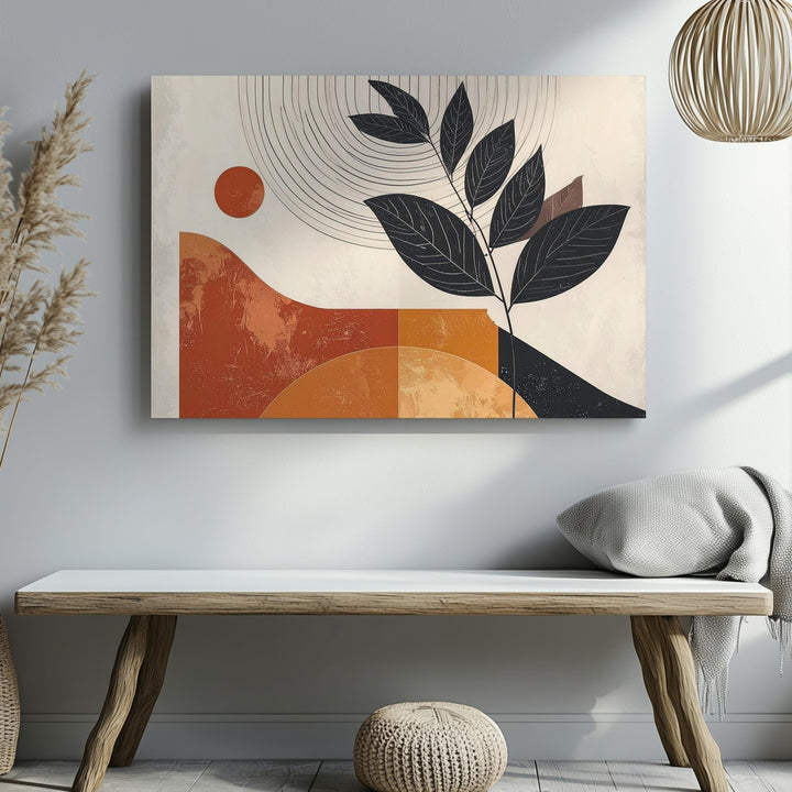 Abstract Sun & Moon Canvas – Modern Botanical & Geometric Wall Art - Gifitto