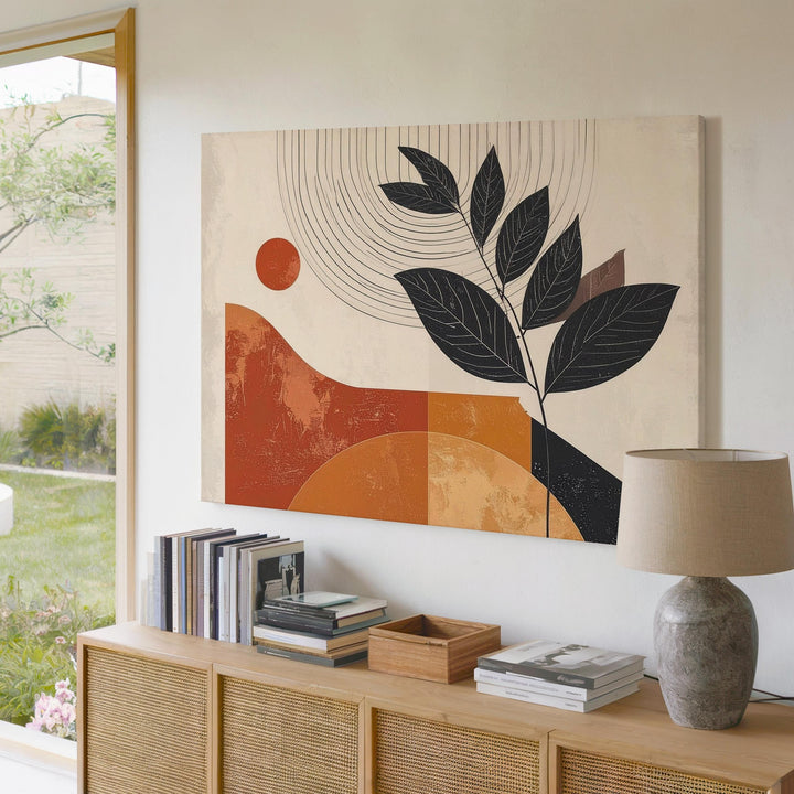 Abstract Sun & Moon Canvas – Modern Botanical & Geometric Wall Art - Gifitto