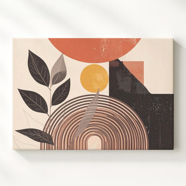 Terracotta Sun Eclipse Canvas – Minimalist Botanical & Geometric Wall Art - Gifitto