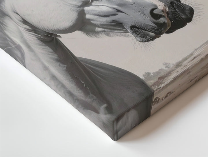 Eternal Bond Horse Canvas – Black and White Equine Connection Art - Gifitto