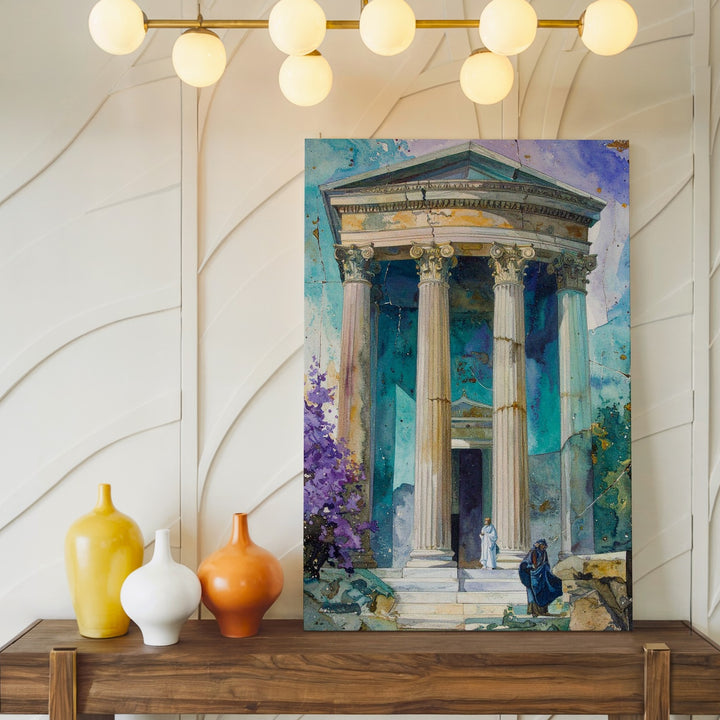 Ancient Roman Temple Fresco Canvas – Vibrant Classical Wall Art - Gifitto