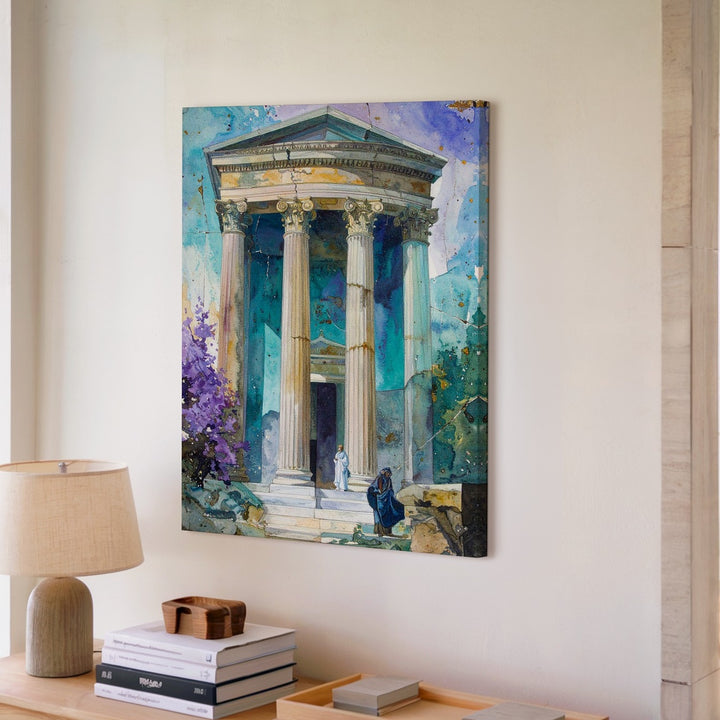 Ancient Roman Temple Fresco Canvas – Vibrant Classical Wall Art - Gifitto