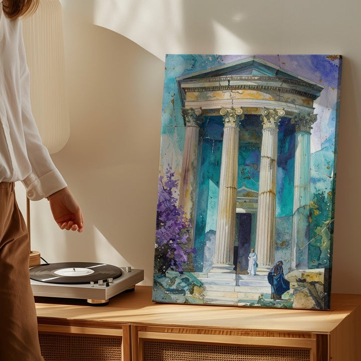 Ancient Roman Temple Fresco Canvas – Vibrant Classical Wall Art - Gifitto