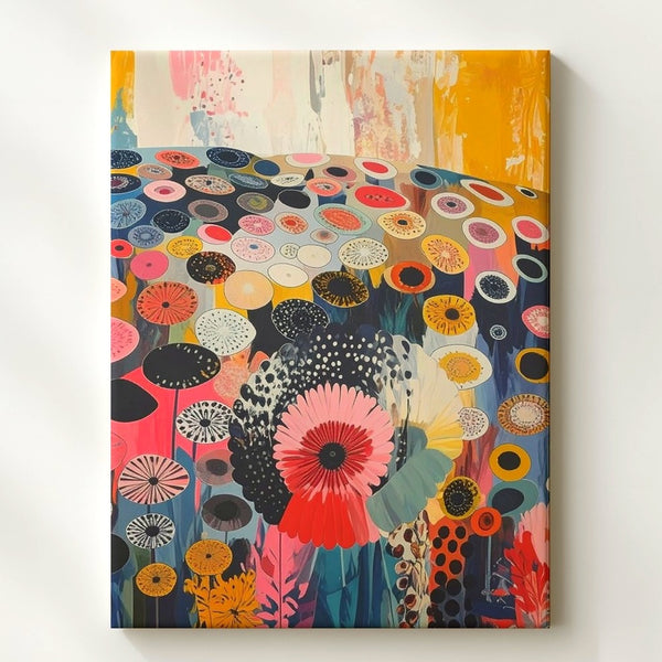 Retro Floral Pattern Canvas – 1970s-Inspired Vintage Floral Art - Gifitto