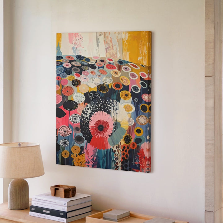 Retro Floral Pattern Canvas – 1970s-Inspired Vintage Floral Art - Gifitto