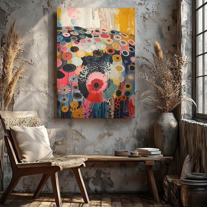 Retro Floral Pattern Canvas – 1970s-Inspired Vintage Floral Art - Gifitto