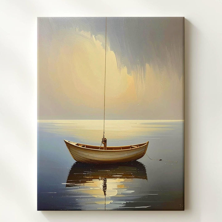Solitude on the Sea Canvas – Peaceful Minimalist Boat Art - Gifitto