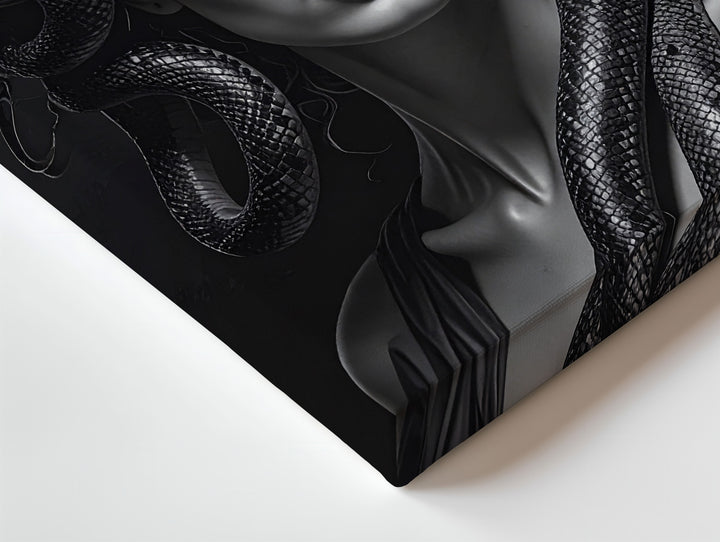 Medusa Portrait Canvas – Dramatic Black & White Mythological Art - Gifitto