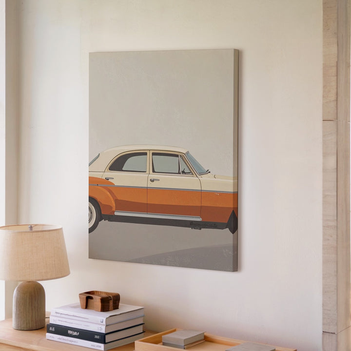 Minimalist Vintage Two-Tone Car Canvas – Retro Cream & Orange Wall Art - Gifitto