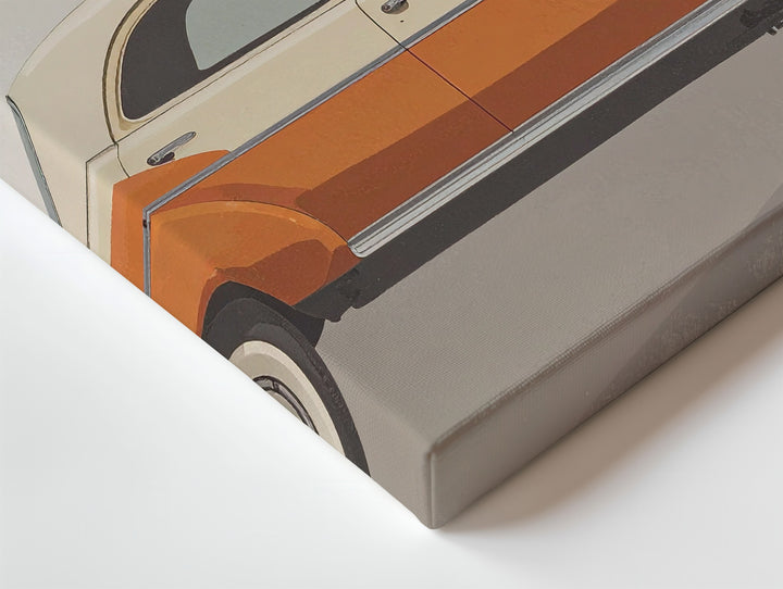 Minimalist Vintage Two-Tone Car Canvas – Retro Cream & Orange Wall Art - Gifitto