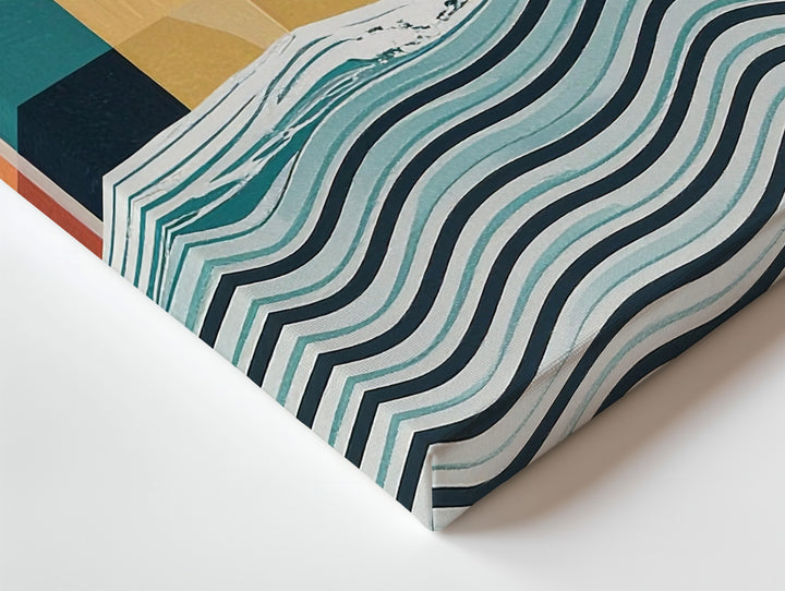 Geometric & Organic Abstract Canvas – Vibrant Color Blocks & Flowing Wave Art - Gifitto