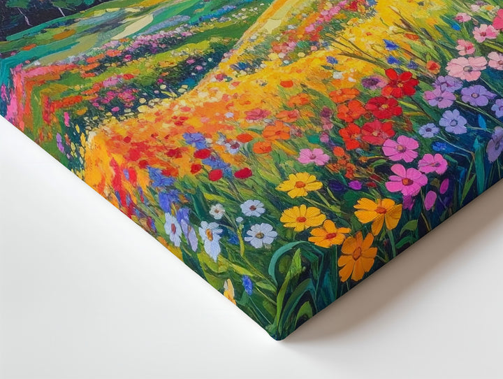 Sunset Mountain Valley Canvas – Vibrant Wildflower Meadow and Dramatic Sunset Landscape - Gifitto