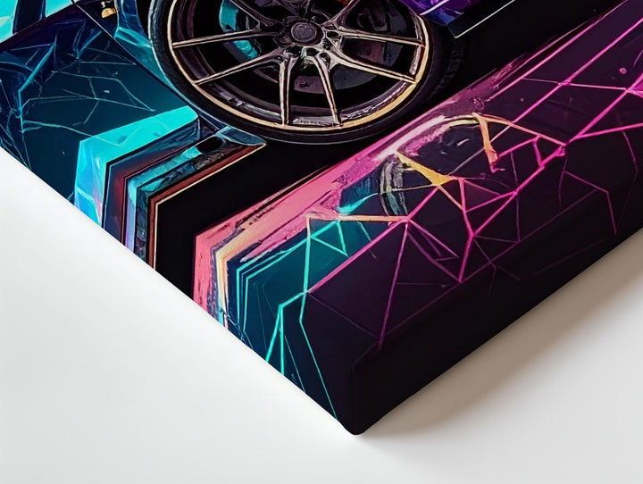 Cyberpunk Audi R8 Canvas – Neon Digital Racer in Futuristic Metaverse - Gifitto