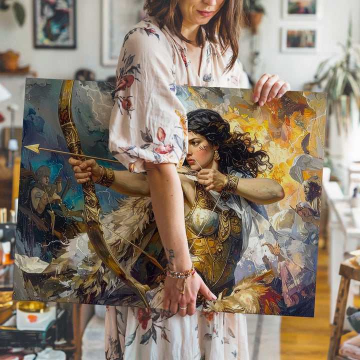 Amazon’s Wrath Canvas – Mythical Warrior Woman in Epic Battle Scene - Gifitto