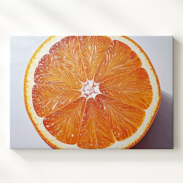 Hyper-Real Orange Slice Canvas – Minimalist Citrus Top-Down Wall Art - Gifitto