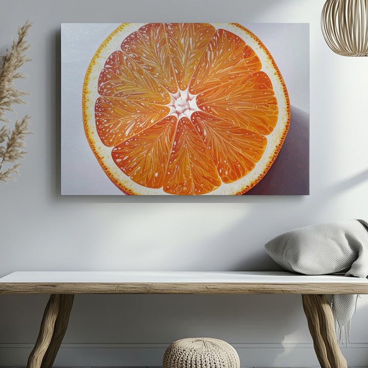 Hyper-Real Orange Slice Canvas – Minimalist Citrus Top-Down Wall Art - Gifitto