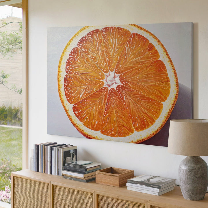 Hyper-Real Orange Slice Canvas – Minimalist Citrus Top-Down Wall Art - Gifitto