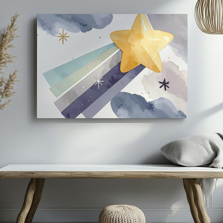 Joyful Shooting Star Canvas – Magical Nursery Wall Art - Gifitto