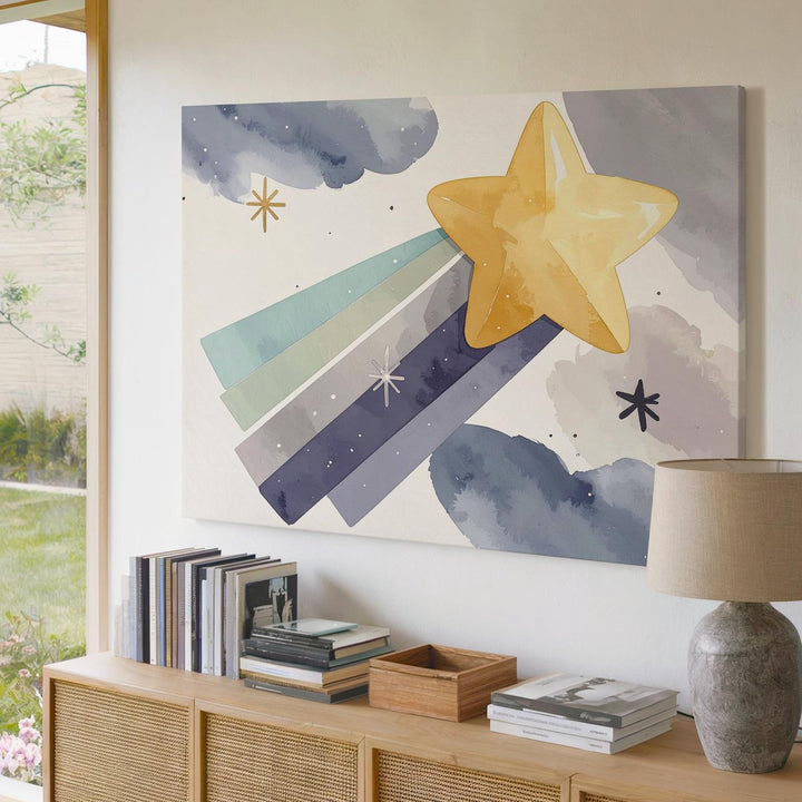 Joyful Shooting Star Canvas – Magical Nursery Wall Art - Gifitto