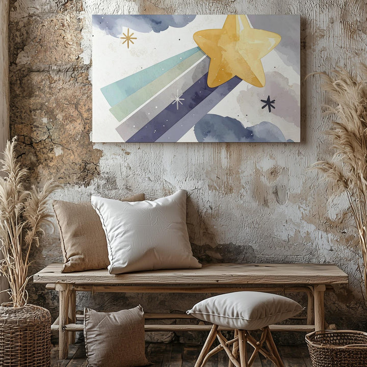 Joyful Shooting Star Canvas – Magical Nursery Wall Art - Gifitto