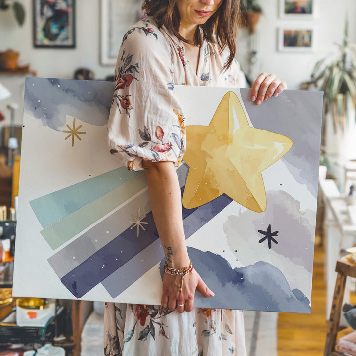 Joyful Shooting Star Canvas – Magical Nursery Wall Art - Gifitto
