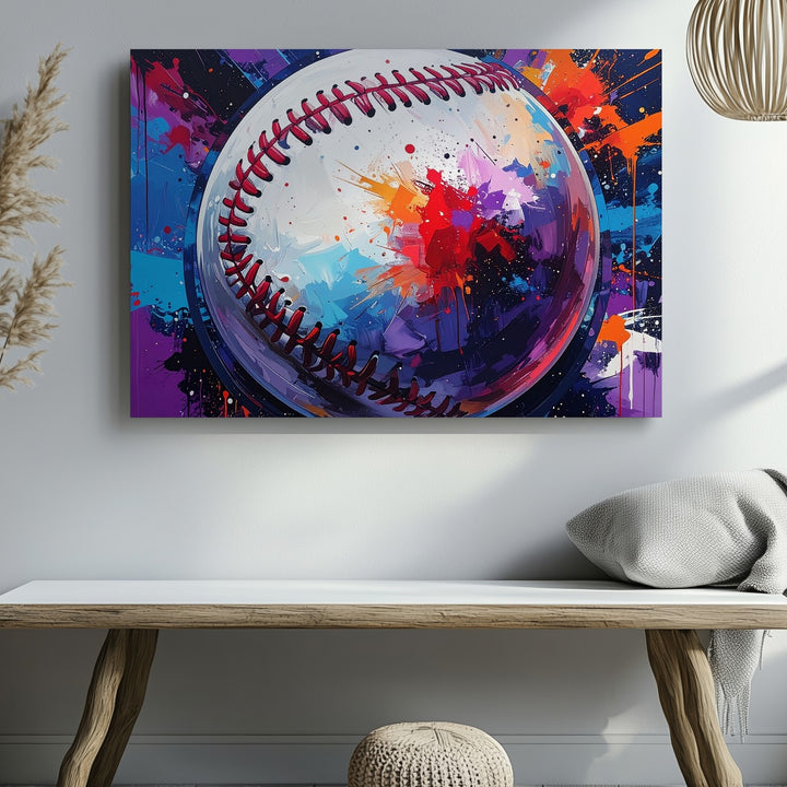 Comic Splash Baseball Canvas – Bold Sports Wall Art with Street Style Energy - Gifitto