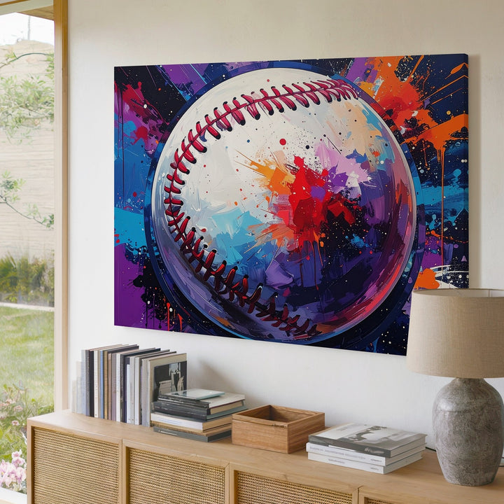 Comic Splash Baseball Canvas – Bold Sports Wall Art with Street Style Energy - Gifitto