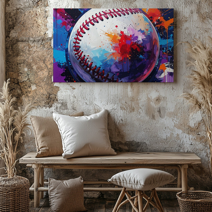 Comic Splash Baseball Canvas – Bold Sports Wall Art with Street Style Energy - Gifitto