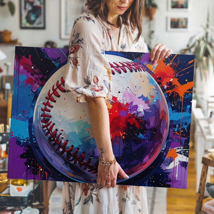 Comic Splash Baseball Canvas – Bold Sports Wall Art with Street Style Energy - Gifitto