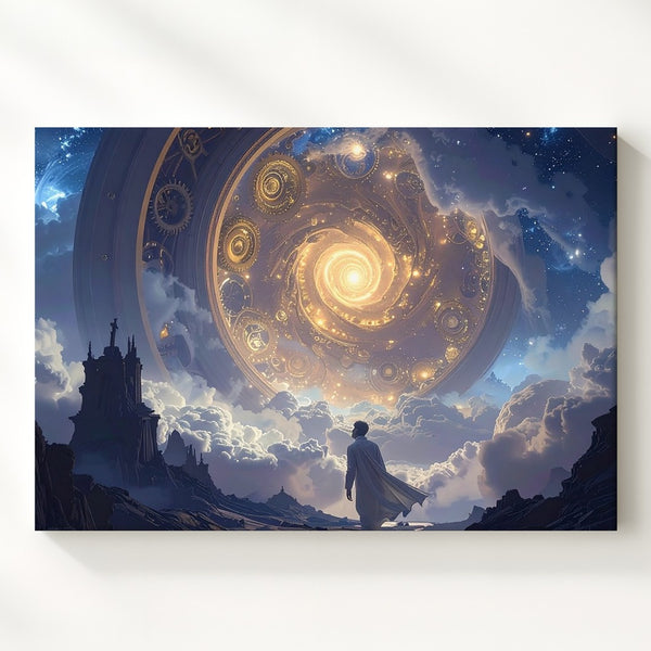 Cosmic Pilgrim Canvas – Surreal Interdimensional Journey Wall Art - Gifitto