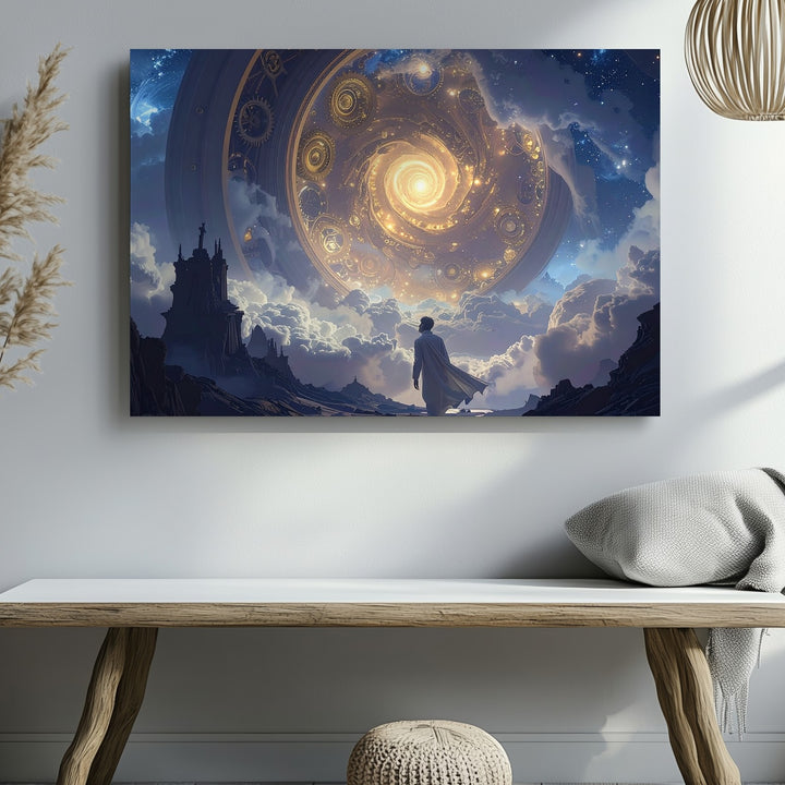 Cosmic Pilgrim Canvas – Surreal Interdimensional Journey Wall Art - Gifitto